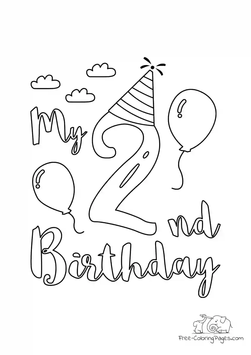 Coloring Page My 2nd Bday Free Coloring Pages