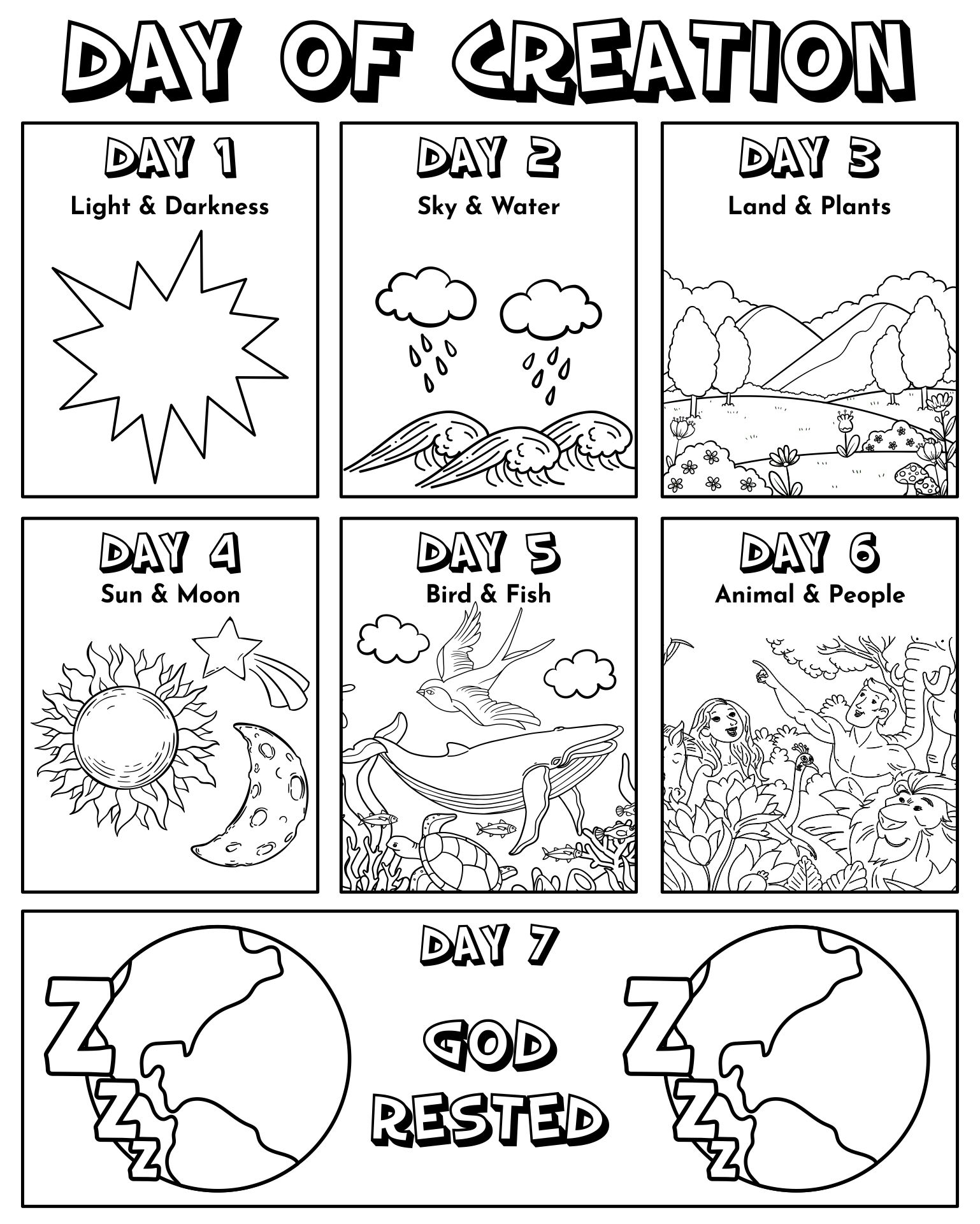Coloring Pages For Days Of Creation