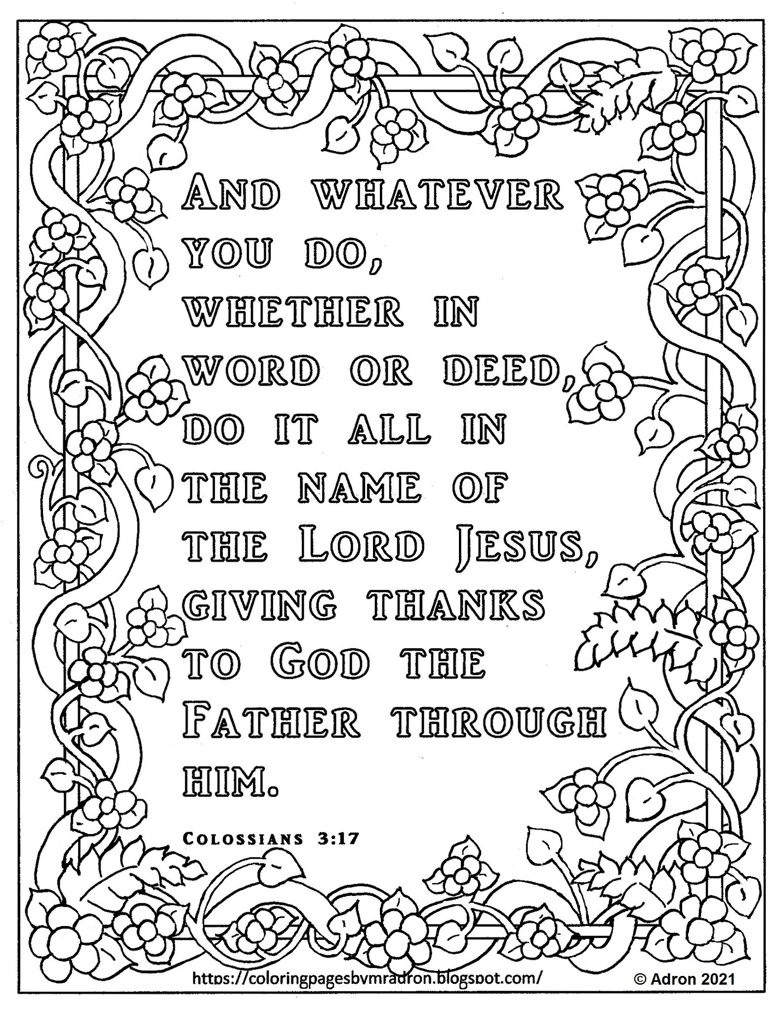 Coloring Pages For Kids By Mr Adron Free Colossians 3 17 Print And Color Page Whatever You