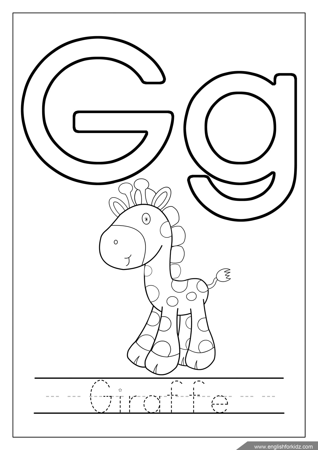 Letter G Printable Coloring Pages