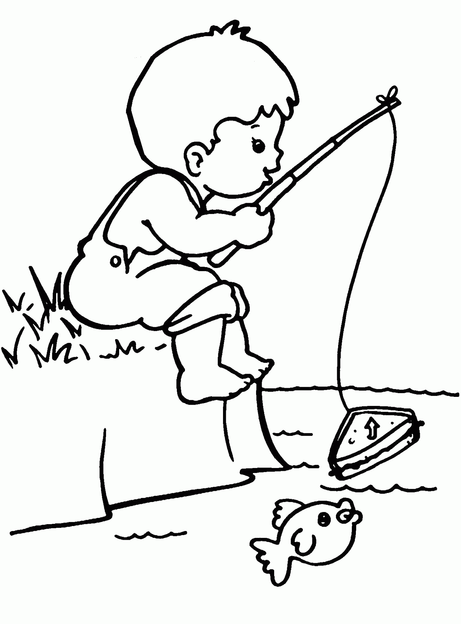 Printable Men Fishing Coloring Pages