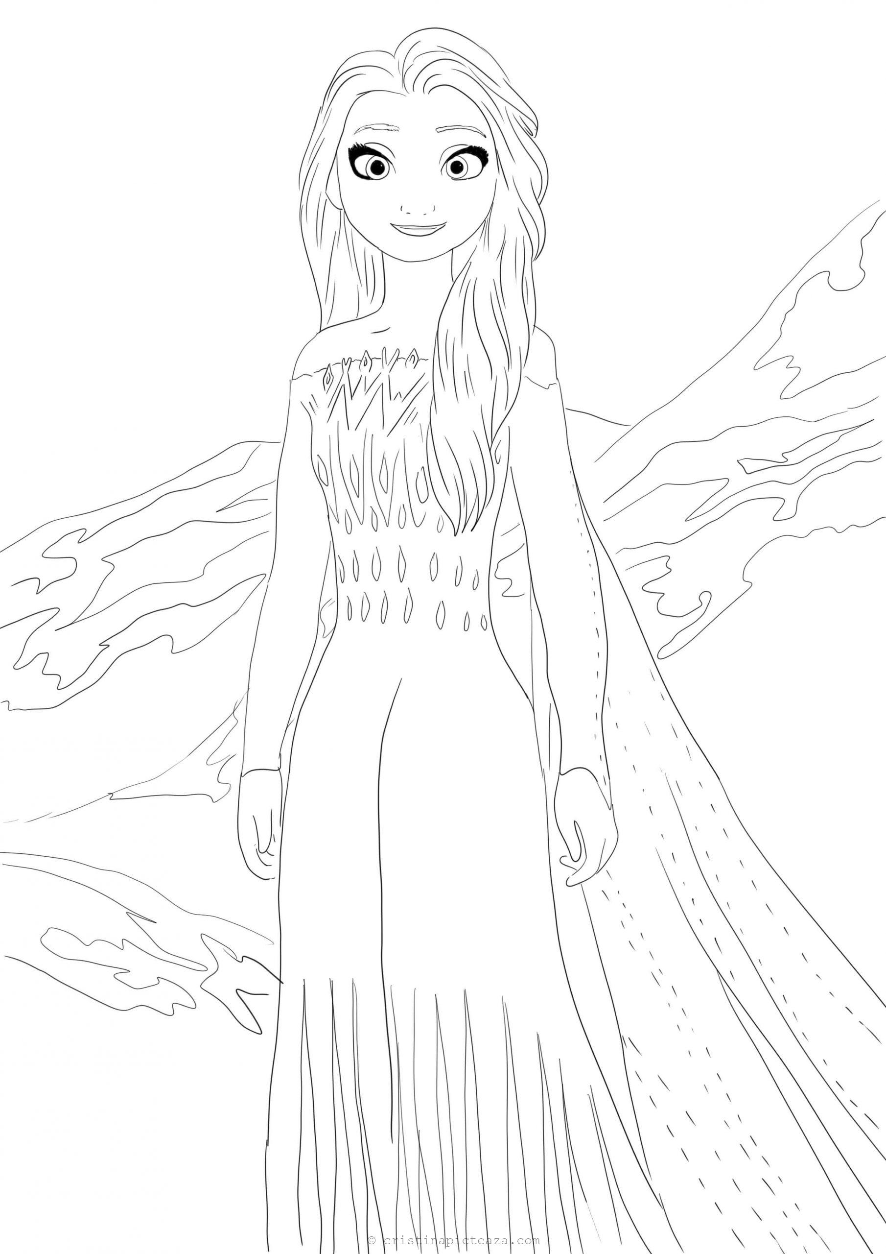 Coloring Pages With Elsa In White Dress Frozen 2 Cristina Is Painting