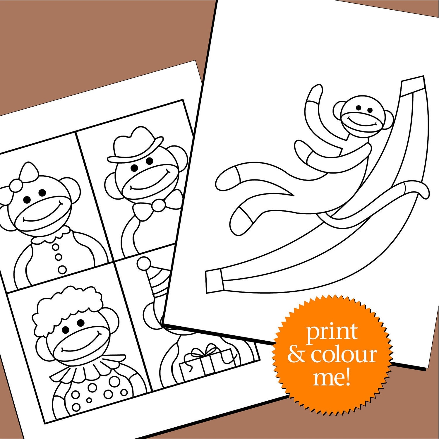 Printable Sock Monkey Coloring Pages