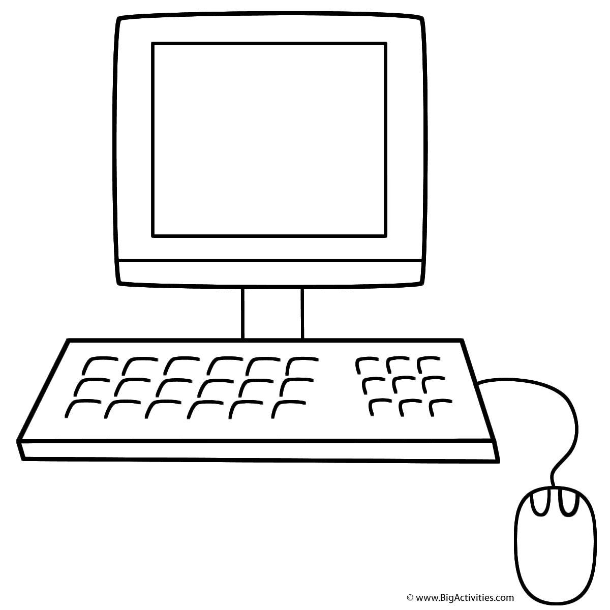 Computer Coloring Page Back To School
