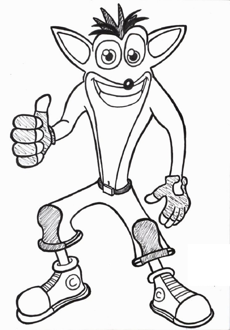 Crash Bandicoot Coloring Pages Educative Printable