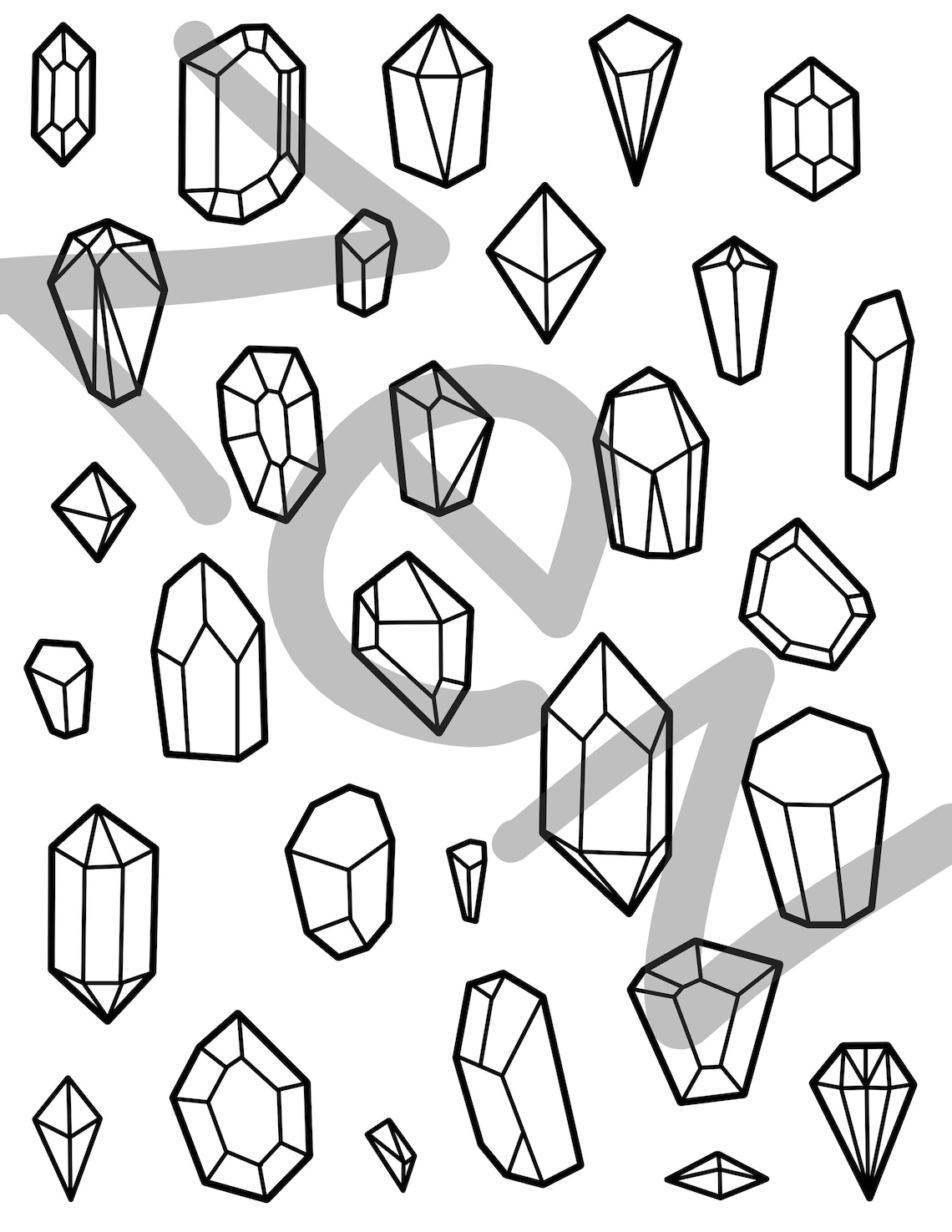 Crystal Pattern Printable Coloring Page Adult Coloring Page Crystal Coloring Sheet Printable