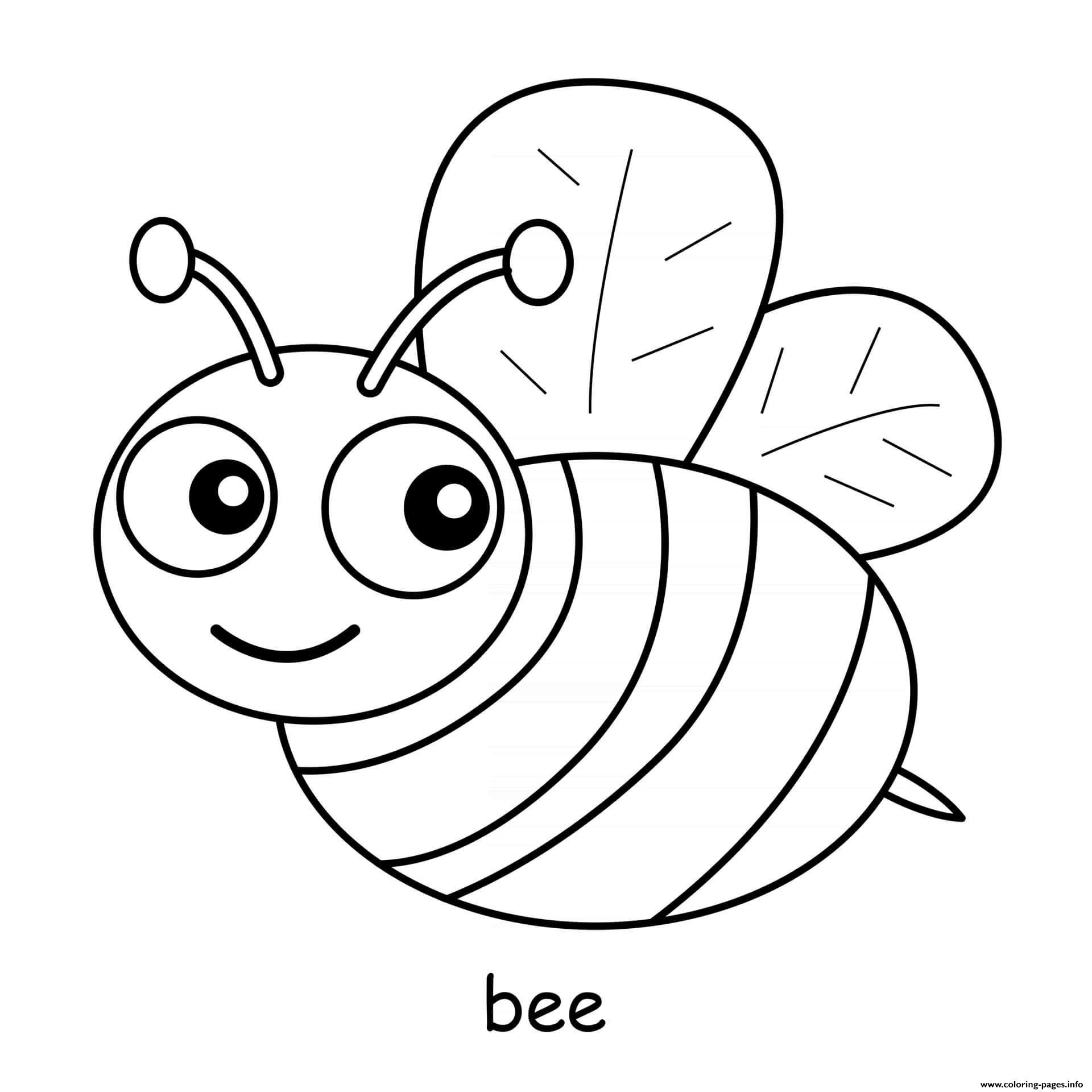 Cute Bee Coloring Page Printable