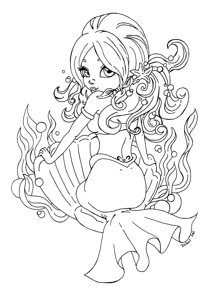 Printable Easy Mermaid Coloring Pages