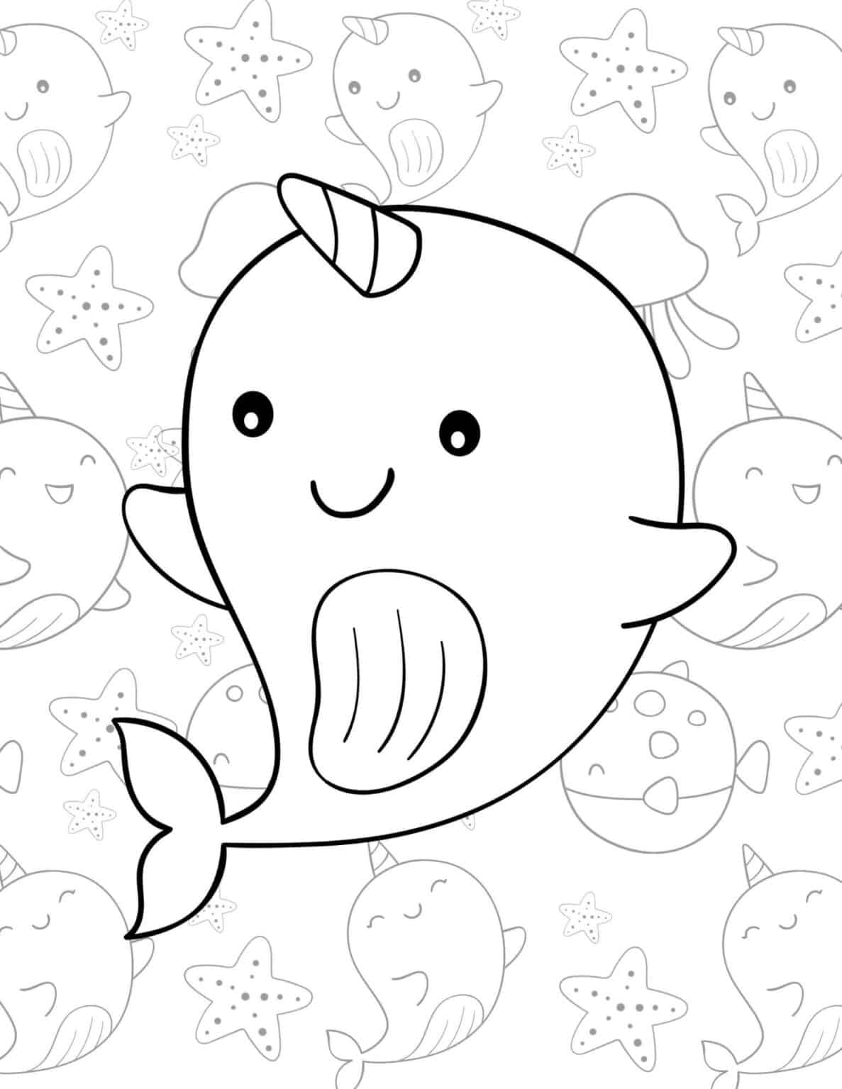 Printable Narwhal Coloring Pages