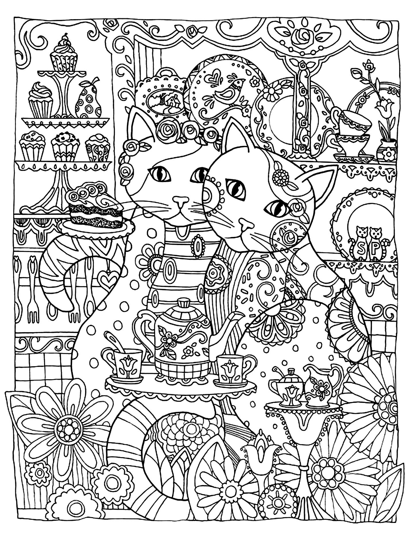 Cute Printable Cat Coloring Pages Adult