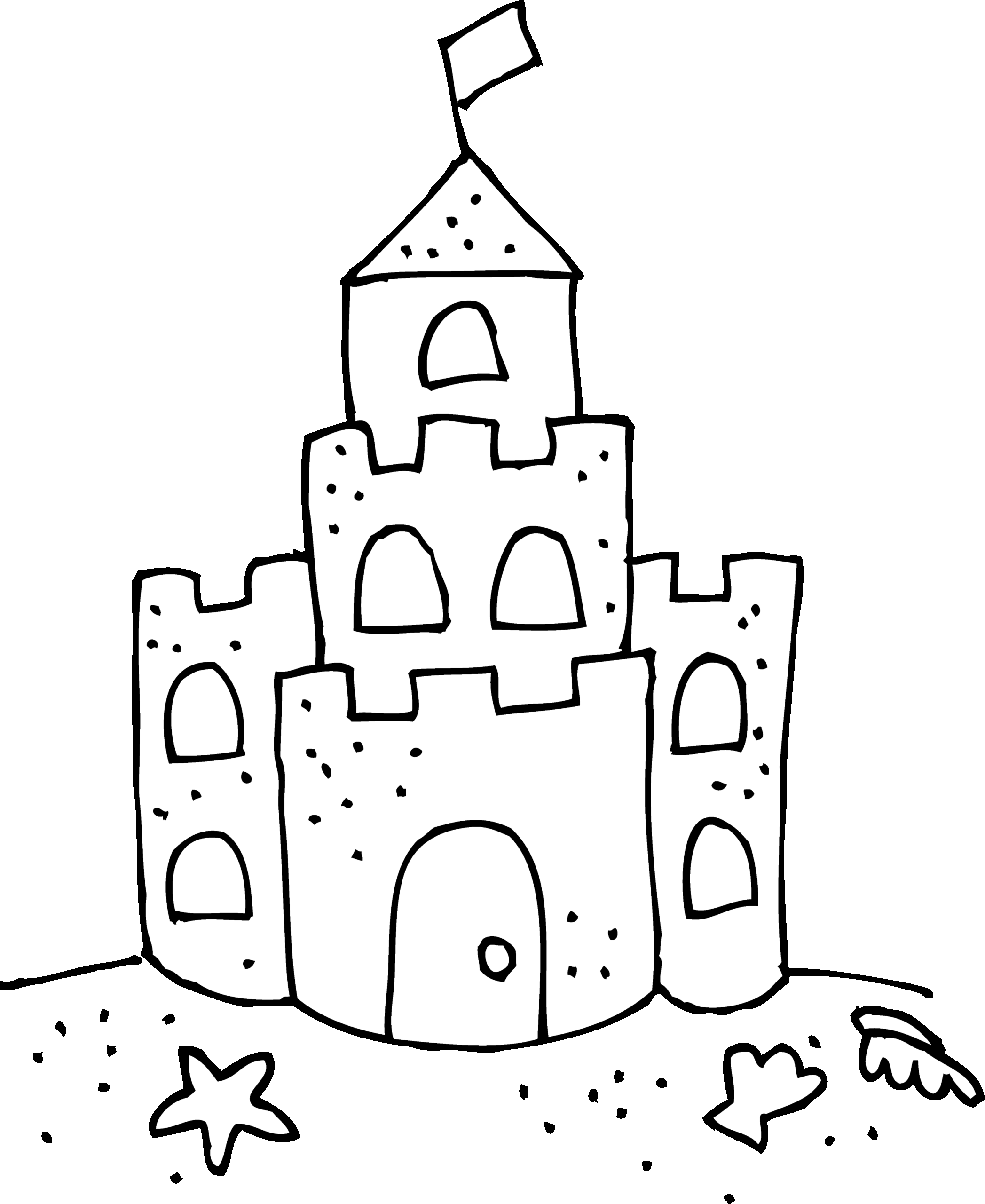 Cute Sand Castle Coloring Page Free Clip Art