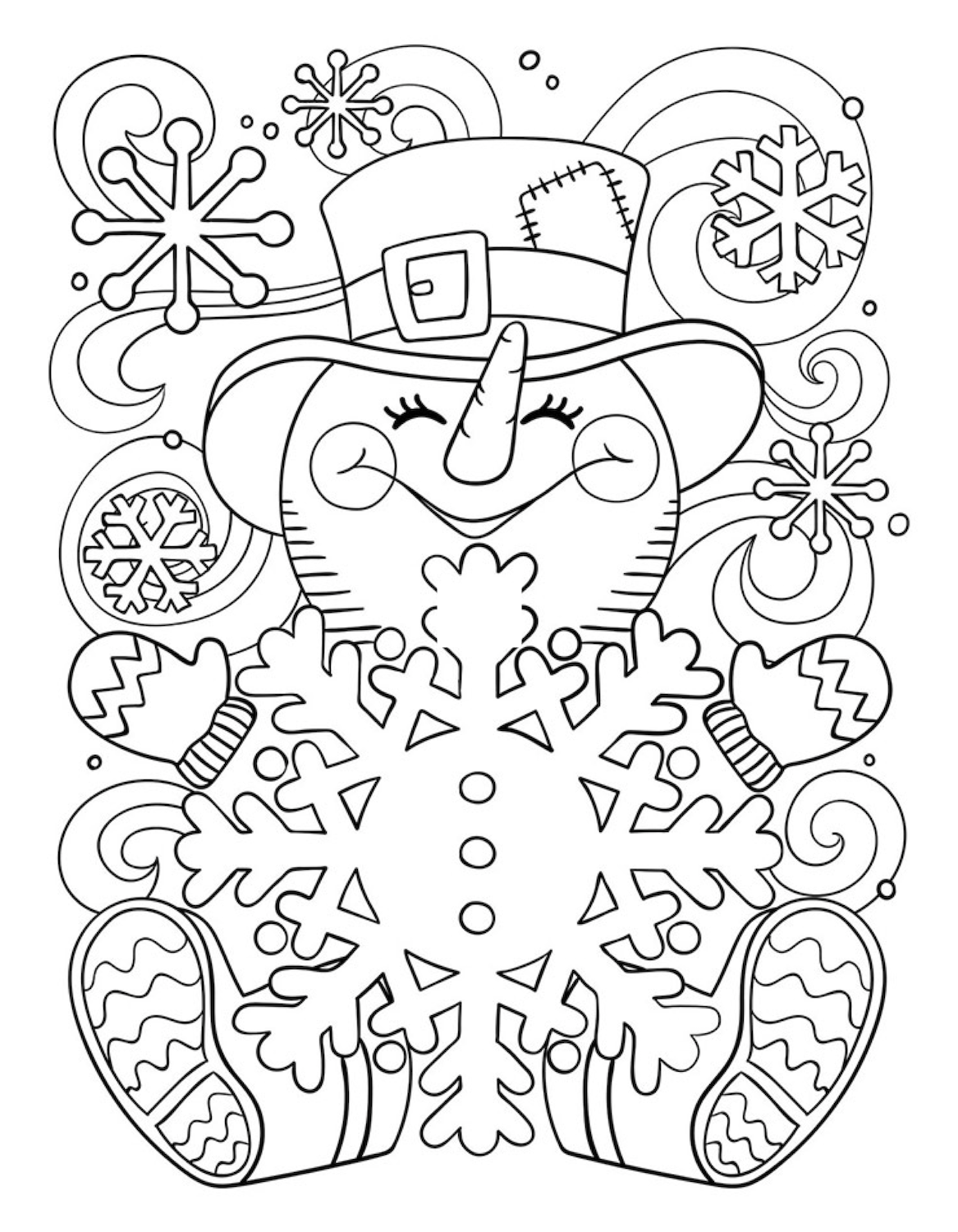 Cute Snowman Coloring Page Lots Of Beautiful Christmas Coloring Pages And Printables For Ki
