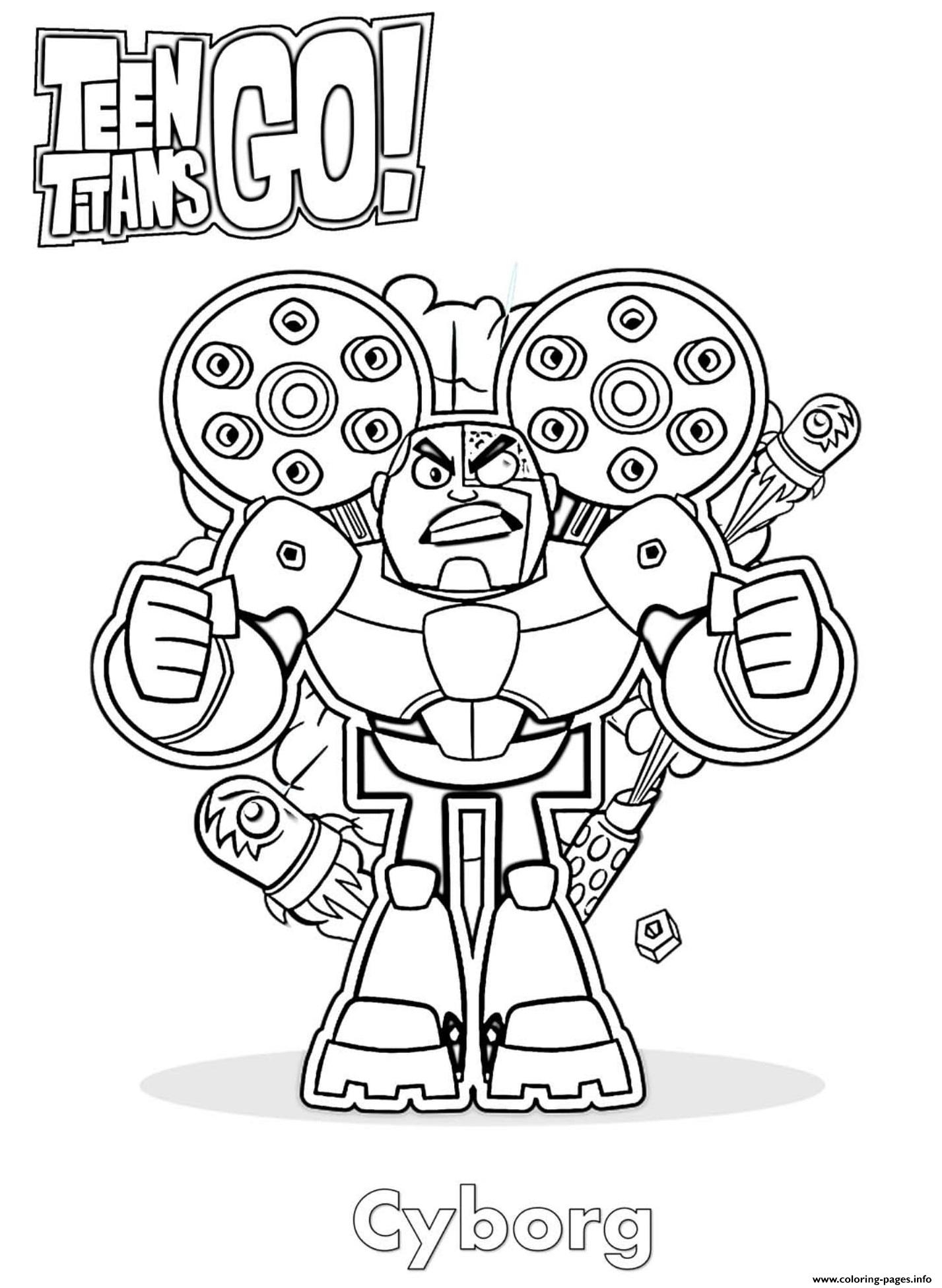 Cyborg Teen Titans Go Coloring Page Printable