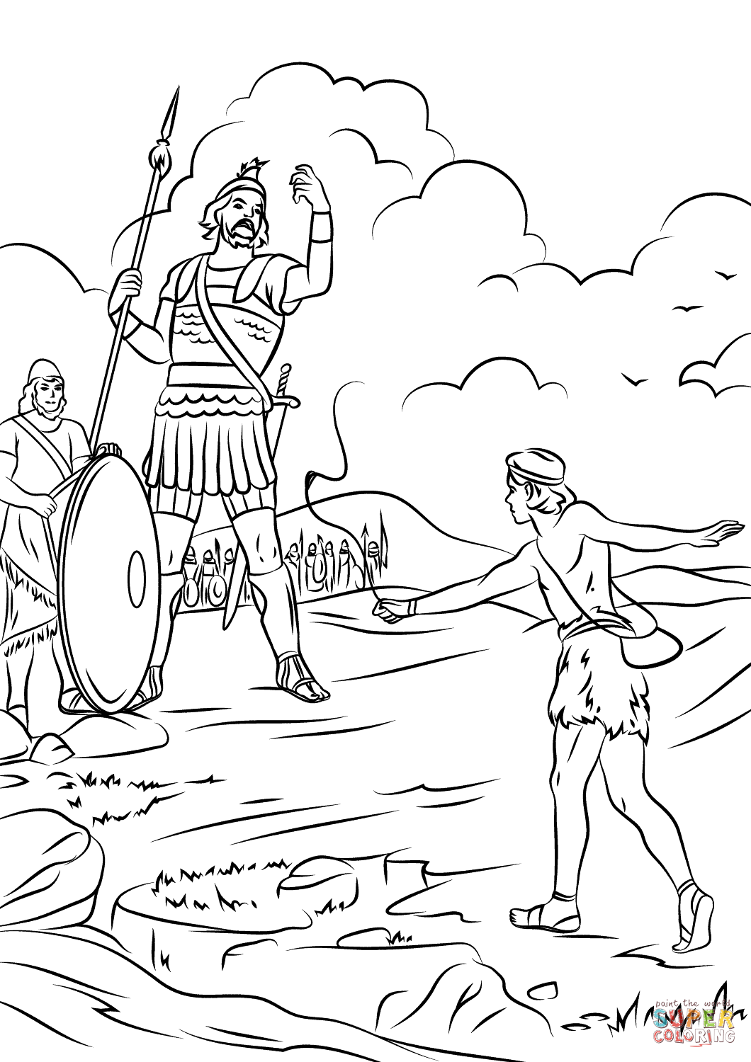 David VS Goliath Coloring SundaySchoolist