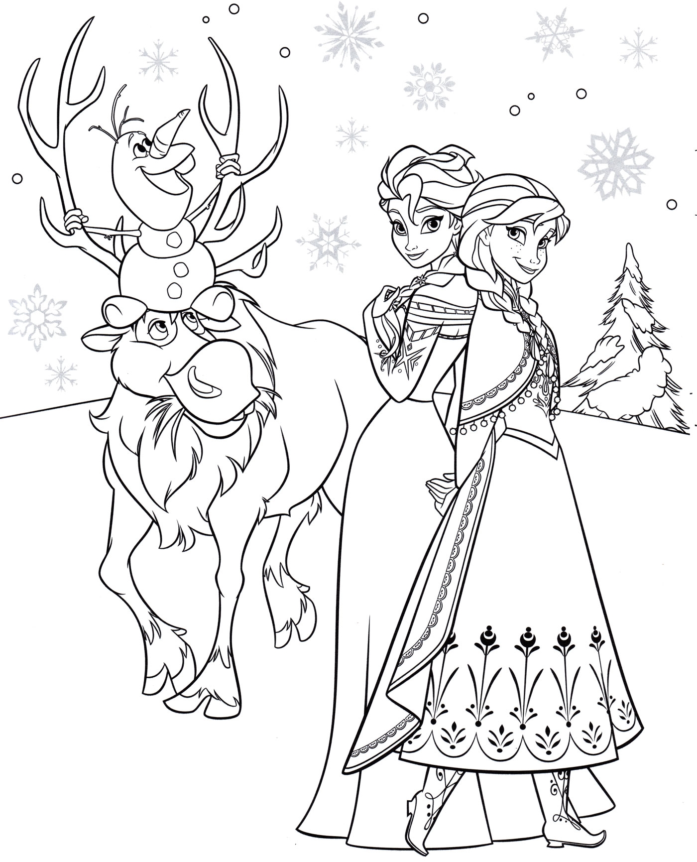 Disney Frozen Christmas Coloring Pages