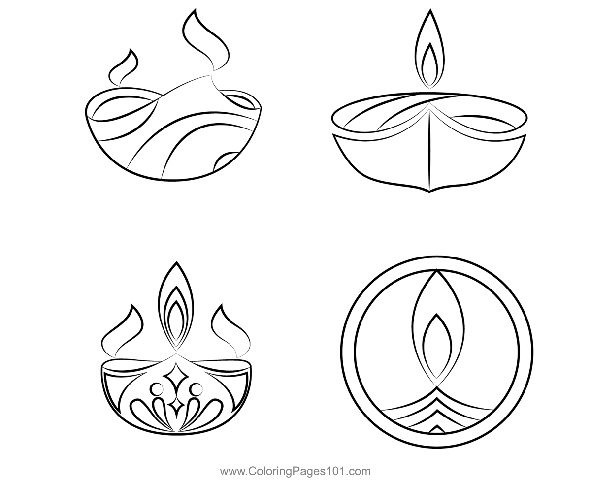 Diwali Diya Decoration Coloring Page For Kids Free Diwali Printable Coloring Pages Online For