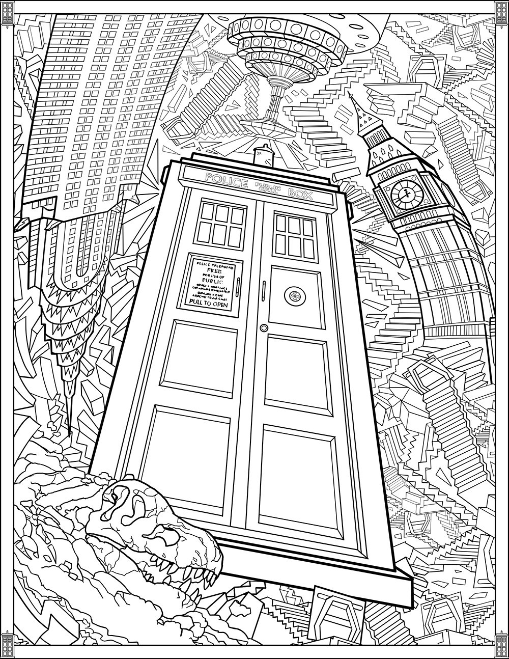 Doctor Who Pages TARDIS TV Show Coloring Pages For Adults