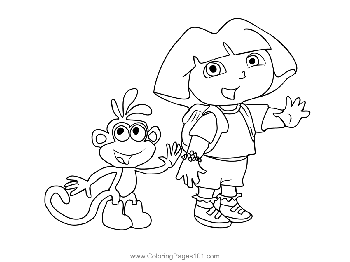Dora The Explorer 2 Coloring Page For Kids Free Dora The Explorer Printable Coloring Pages