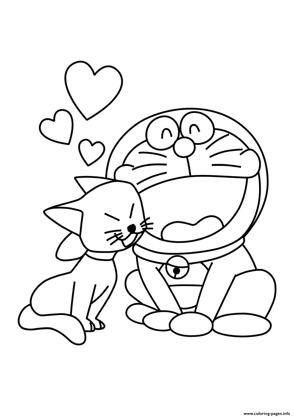Doraemon In Love B314 Coloring Page Printable