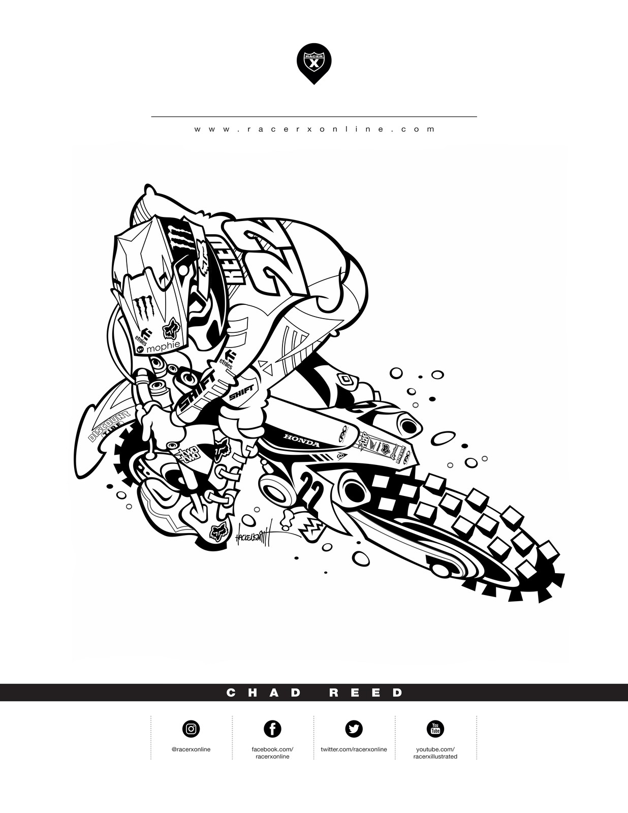 Downloadable Motocross Coloring Pages For Kids Racer X