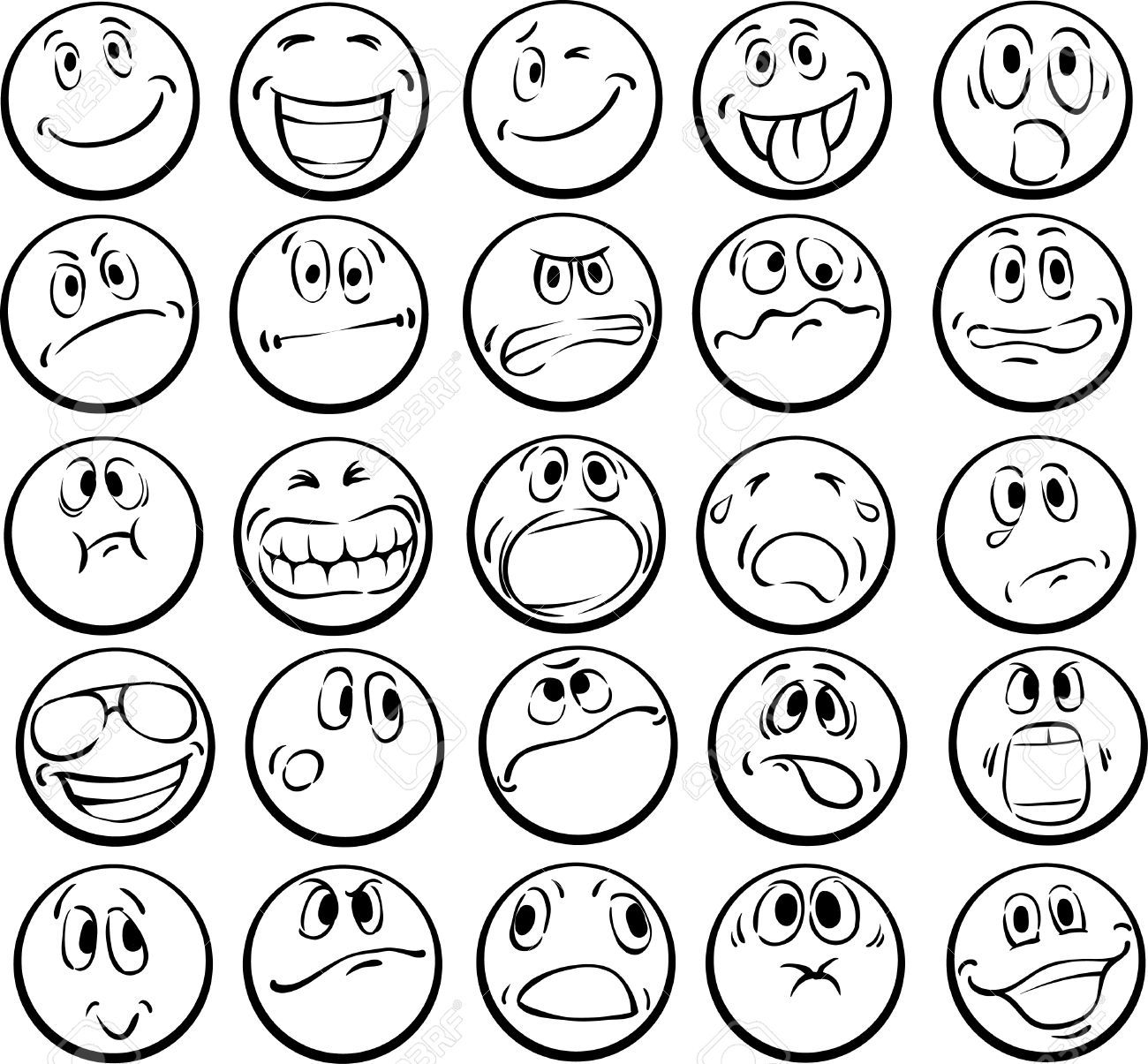 Draw Emotions Faces Worksheet Sketch Coloring Page