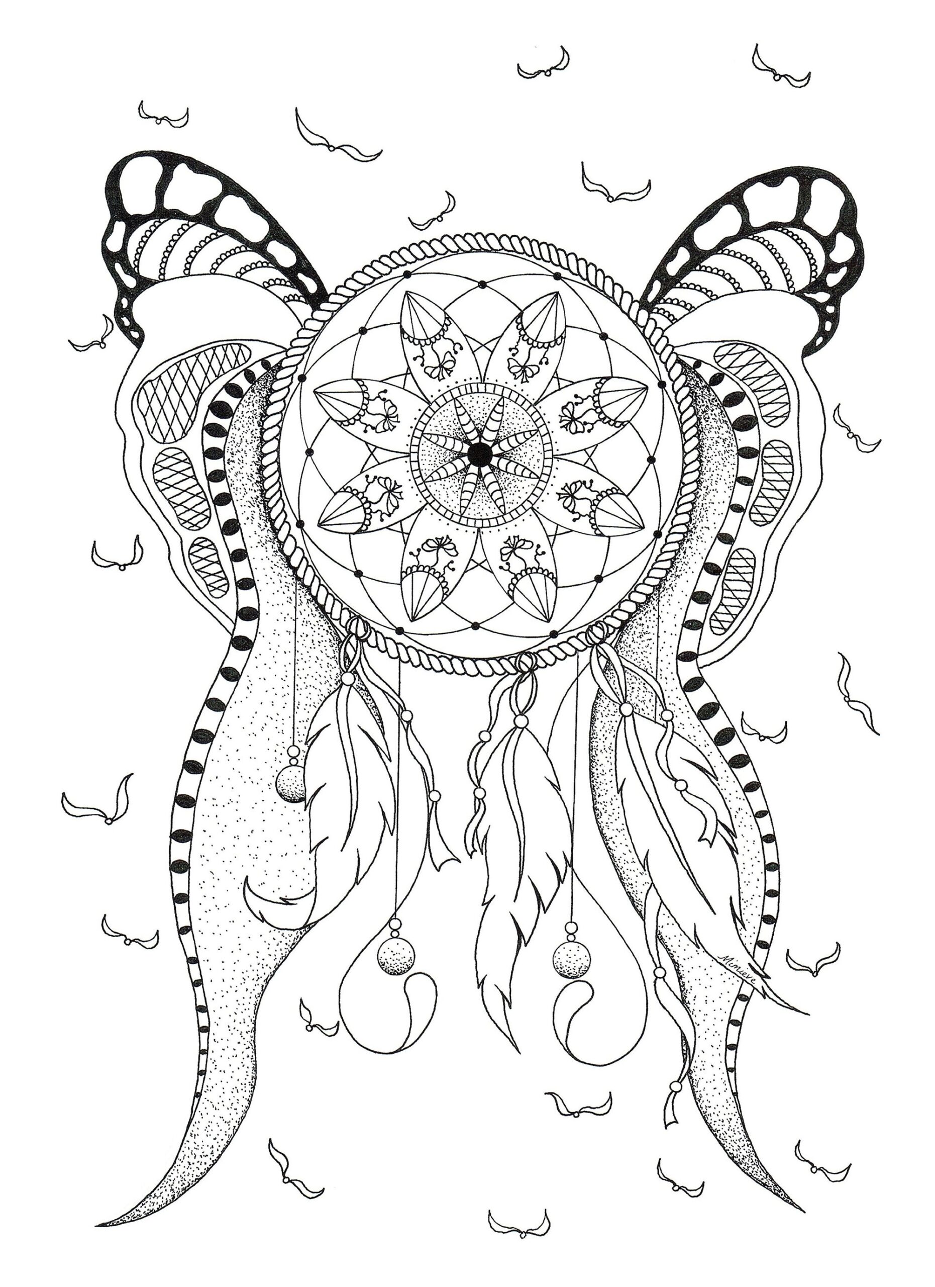 Dreamcatcher By Mimieve Dreamcatcher Coloring Pages For Adults