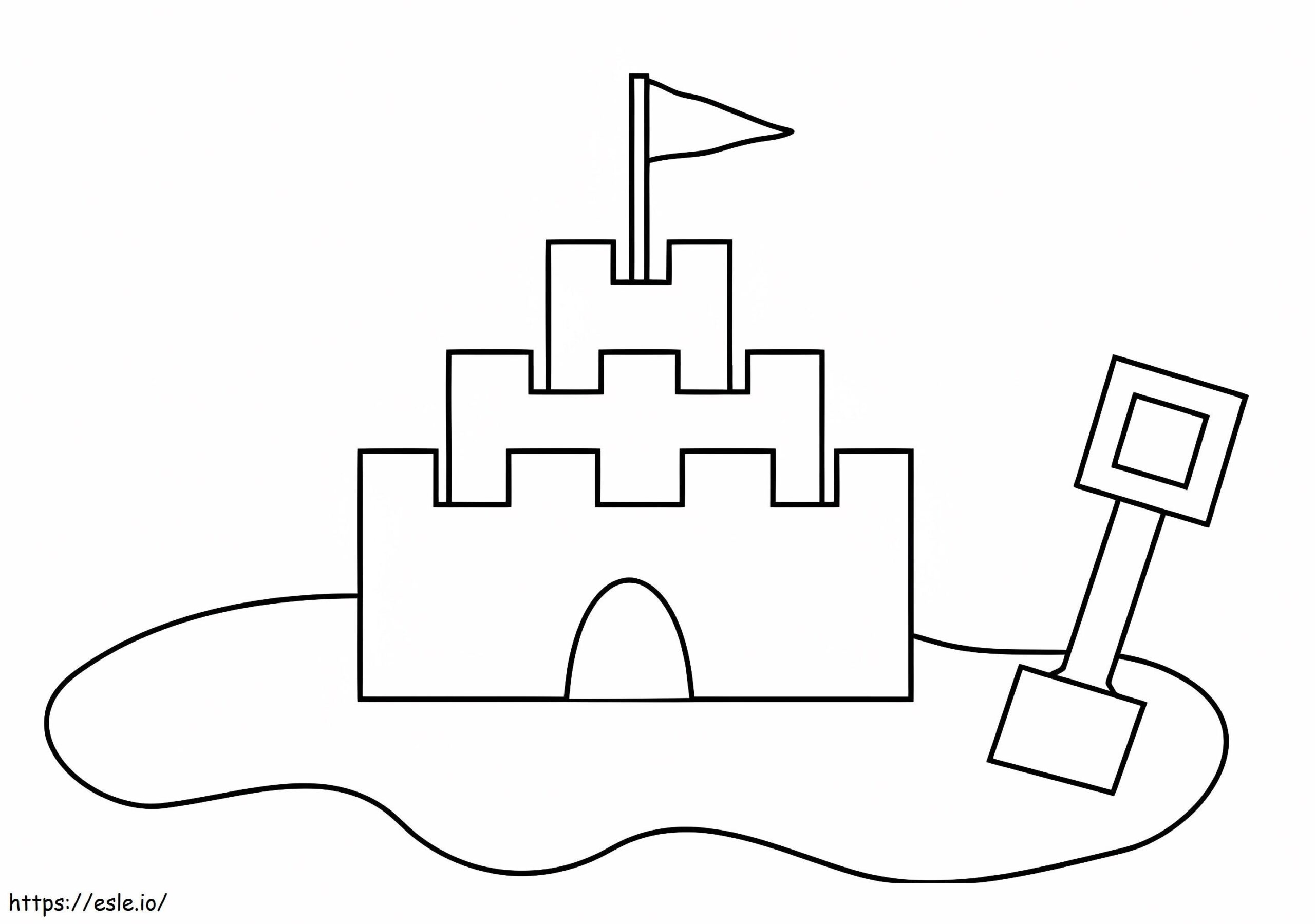 Easy Sand Castle Coloring Page