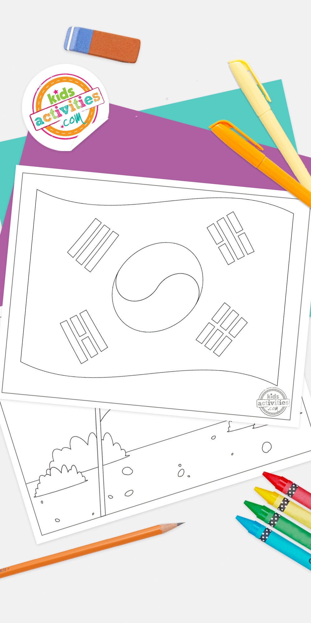 Easy South Korean Flag Coloring Pages Kids Activities Blog