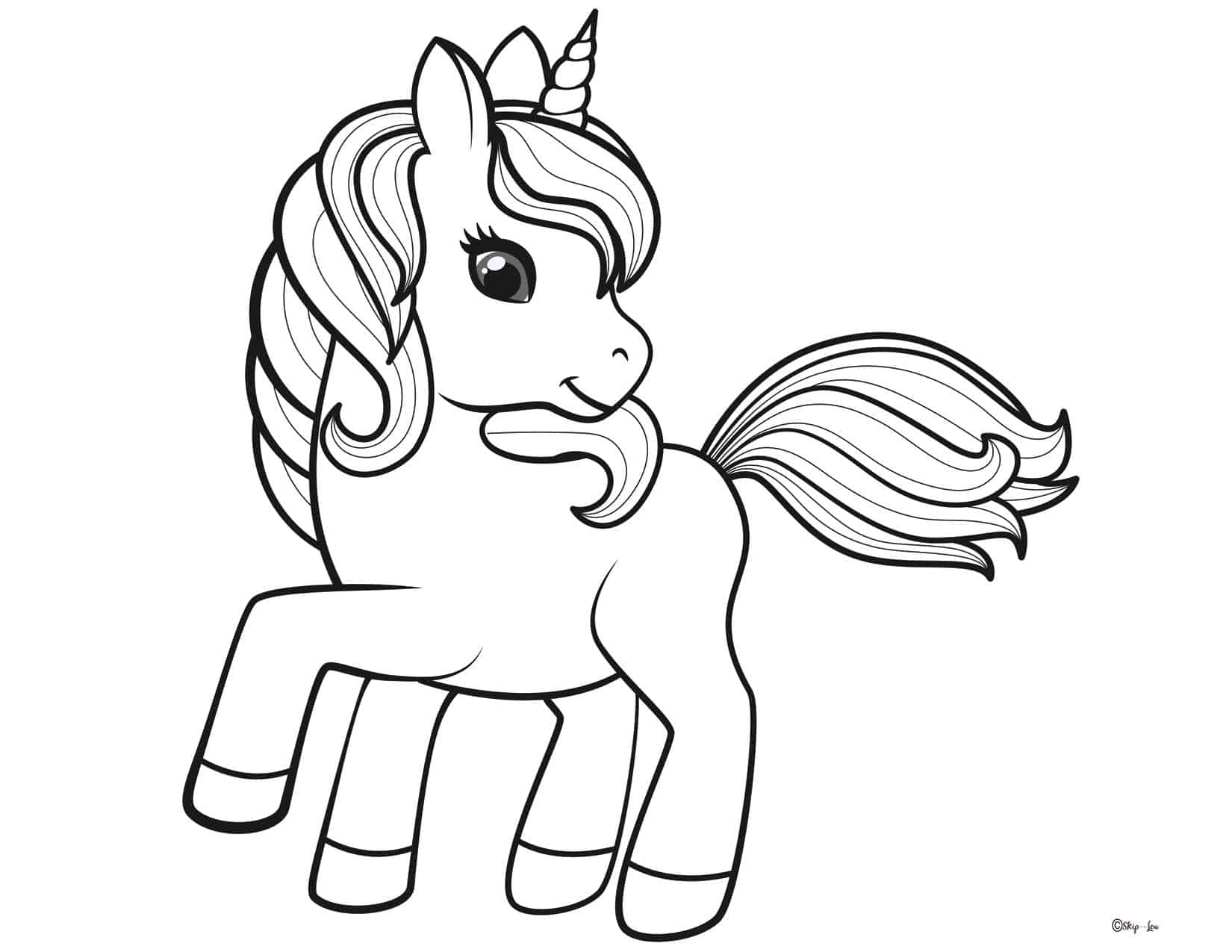 Easy Unicorn Coloring Pages Simple Outline Sketch Coloring Page