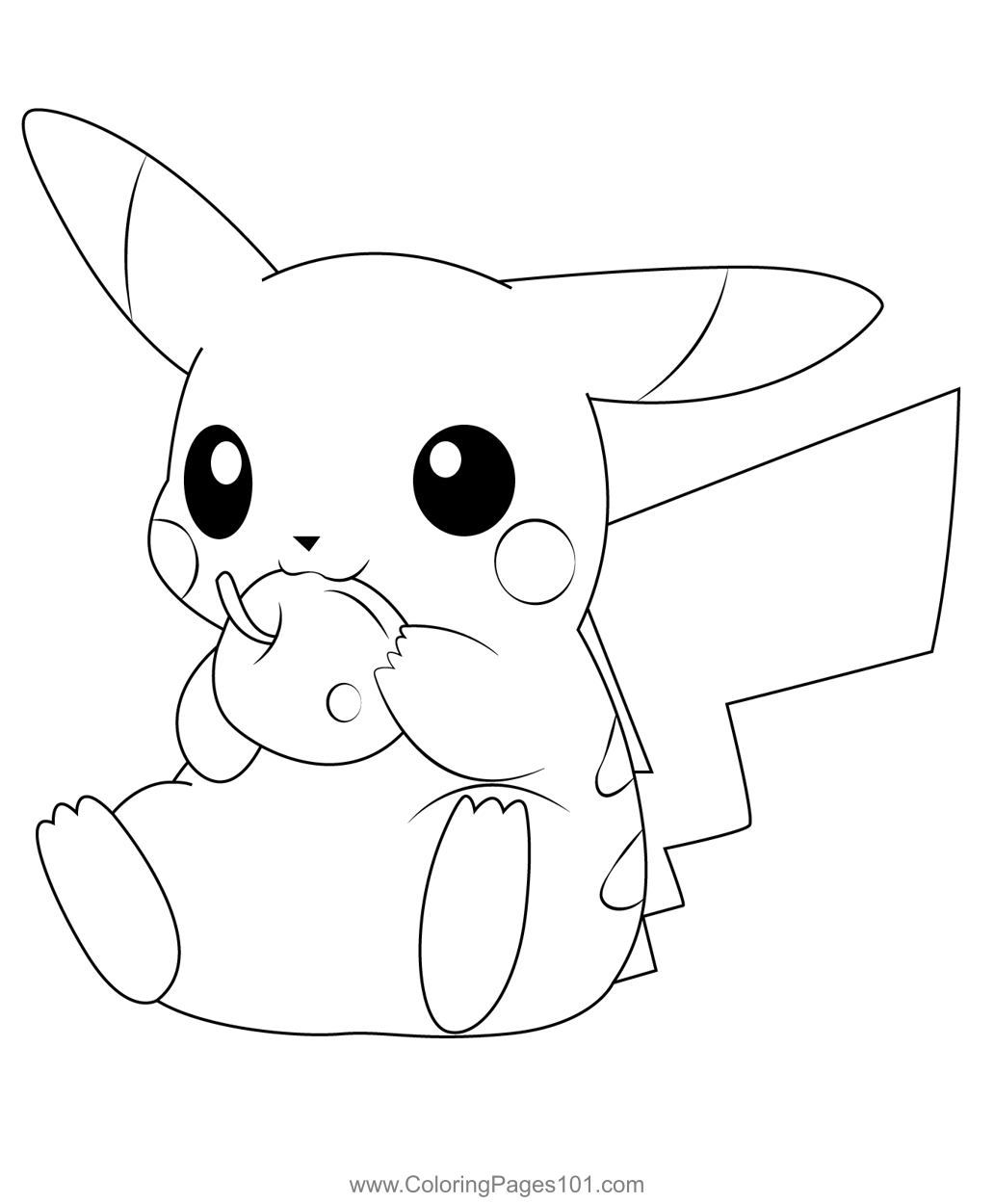 Eating Pikachu Coloring Page For Kids Free Pikachu Printable Coloring Pages Online For Kids