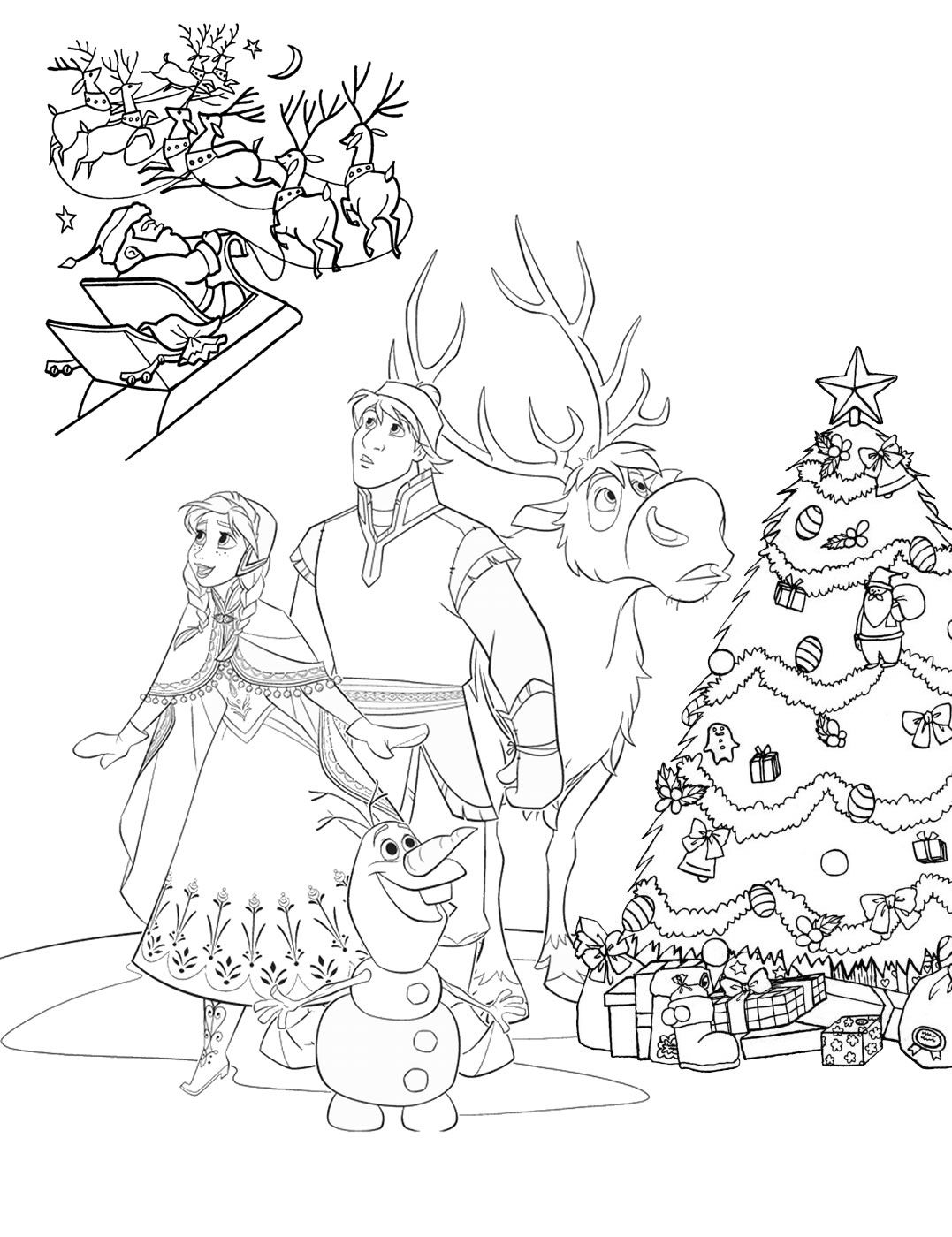 Elsa Christmas Coloring Page