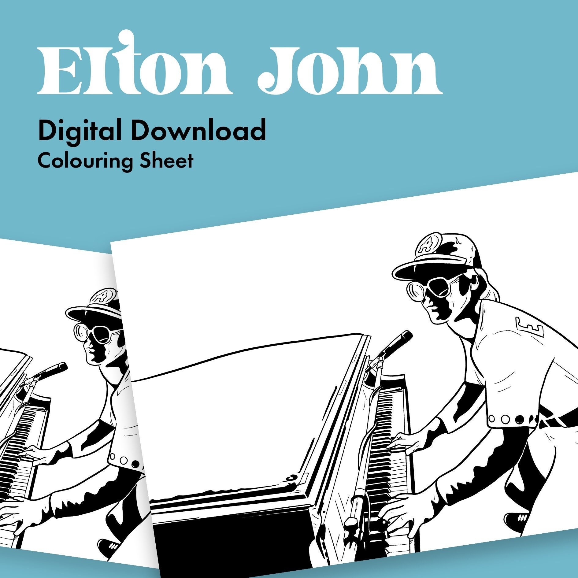 Elton John Digital Download Colouring Page Etsy UK