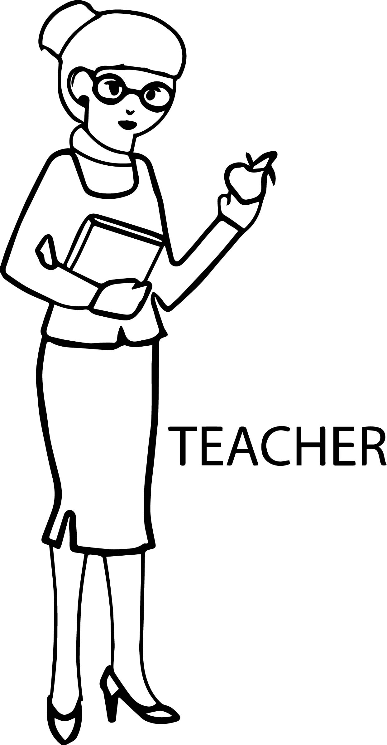 English Woman Teacher And Apple Coloring Page Wecoloringpage