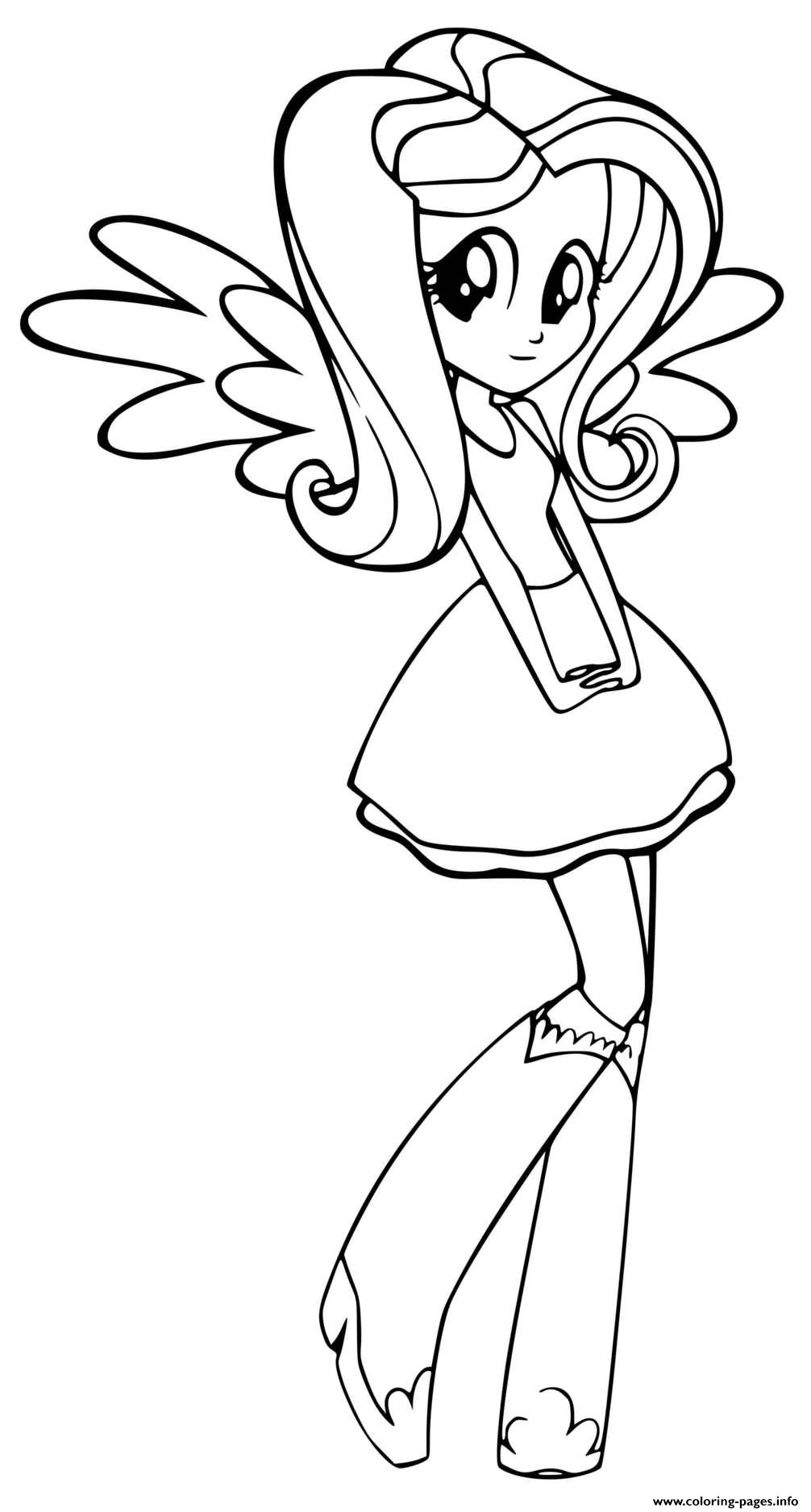 Equestria Girls Fluttershy Coloring Page Printable