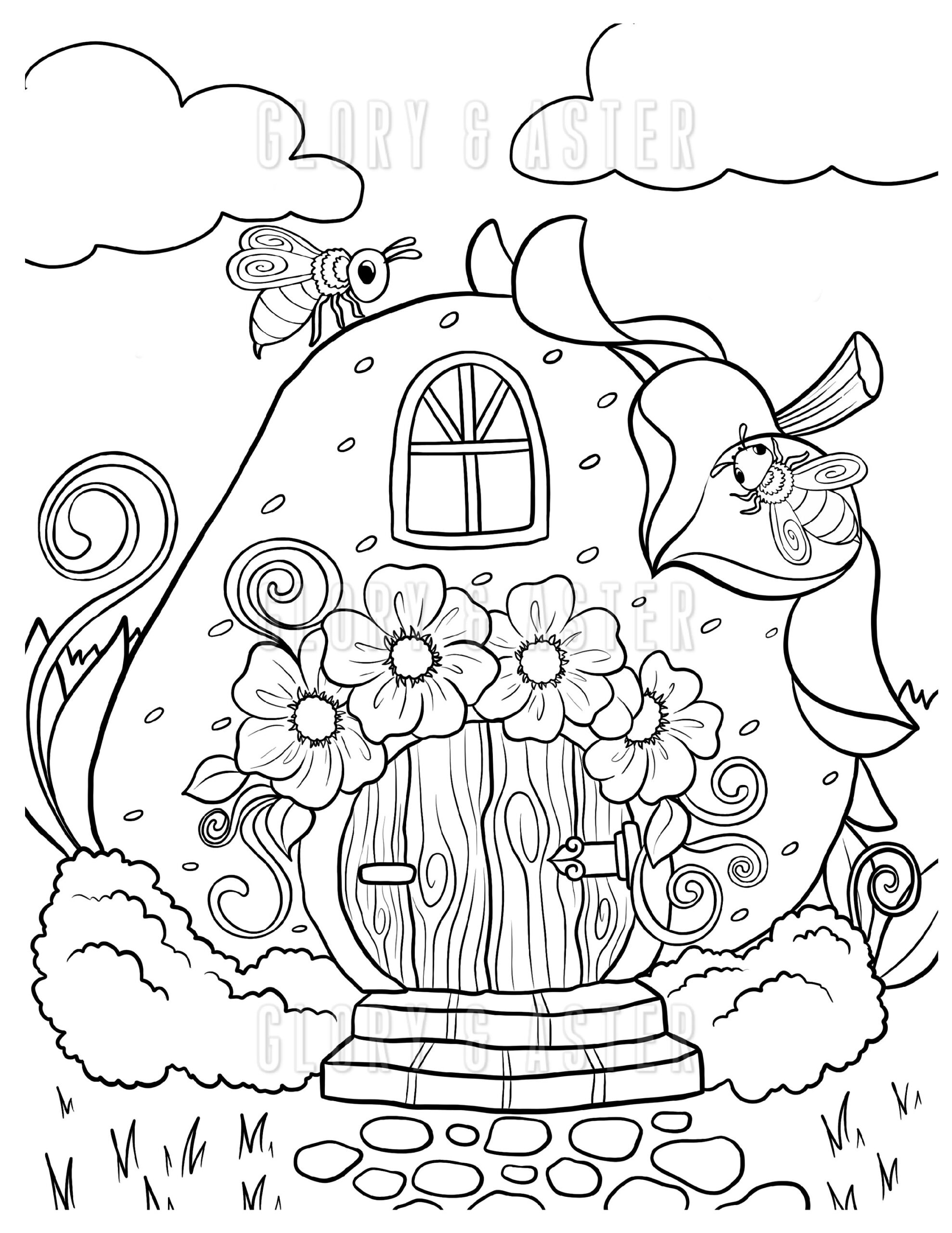 Fairy House Coloring Pages Sketch Coloring Page
