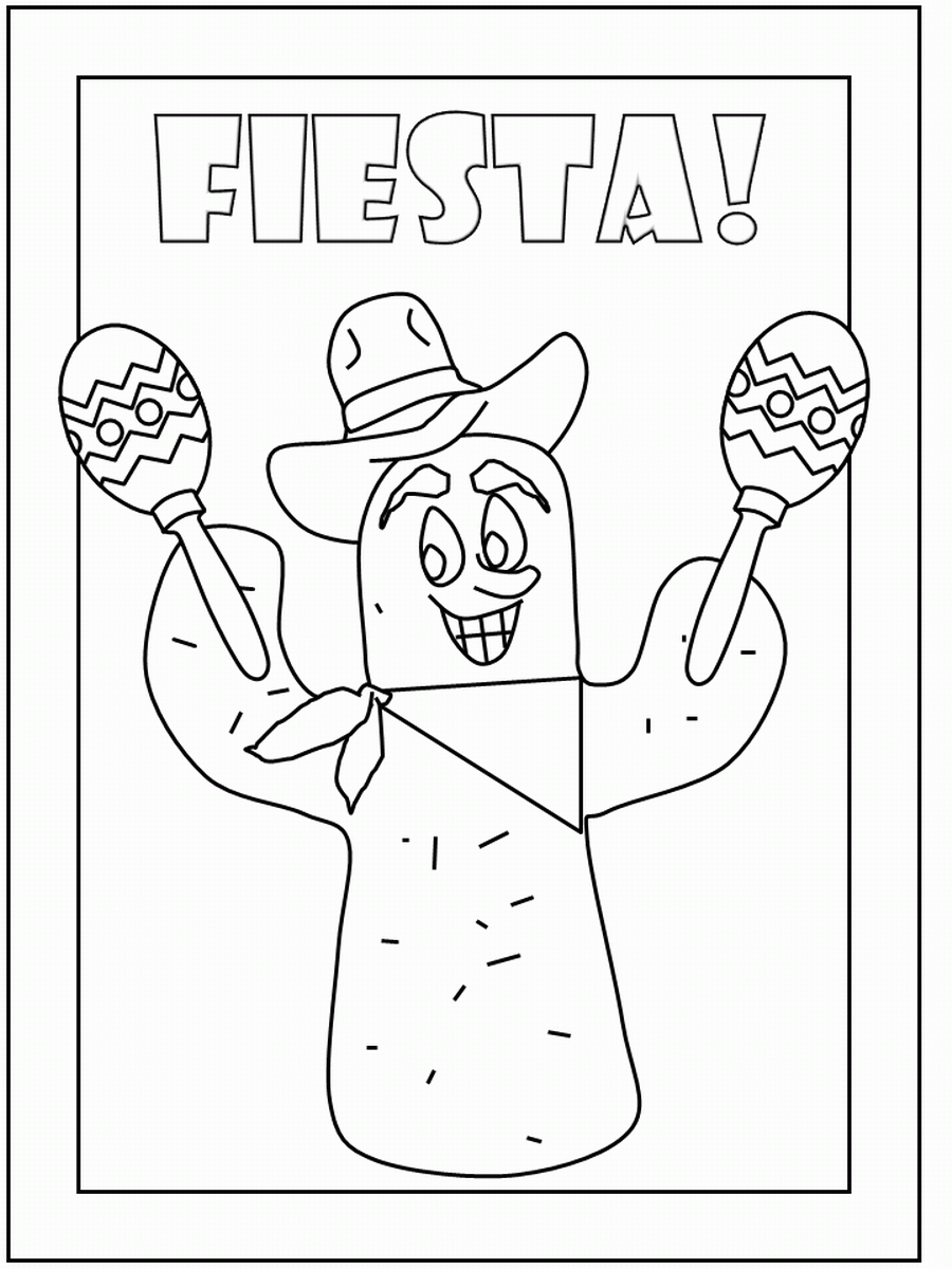 Fiesta Mexican Coloring Pages Birthday Printable
