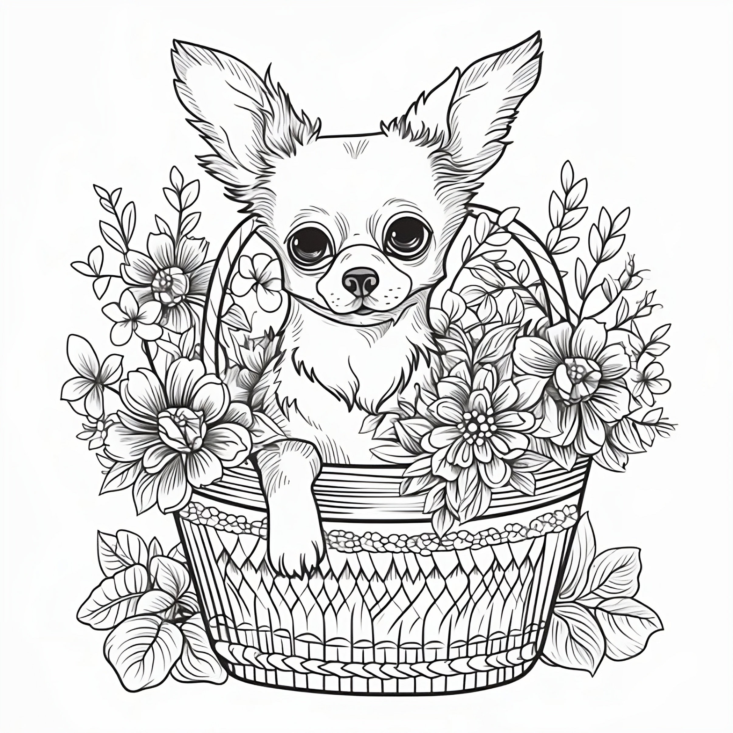 Five Chihuahua Coloring Pages Collection Digital Download Printable PDF Fun And Relaxing