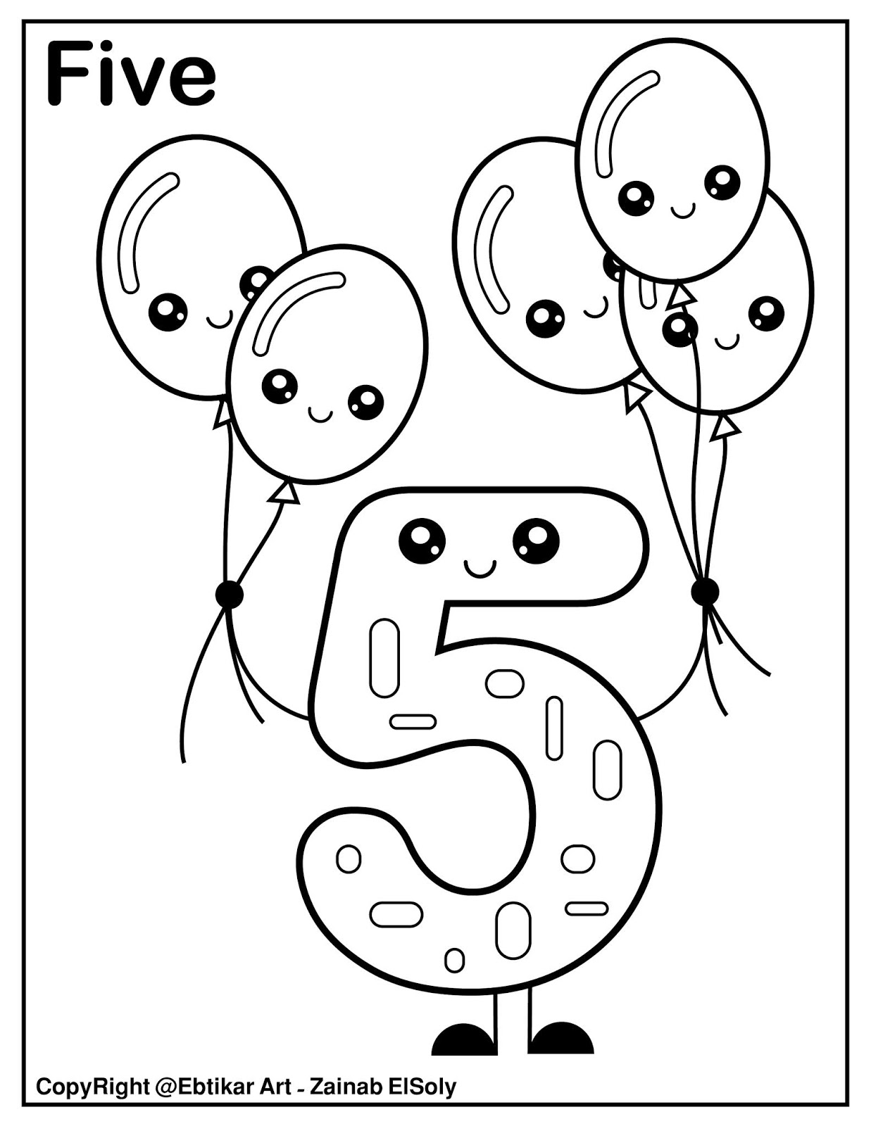 Five Coloring Page