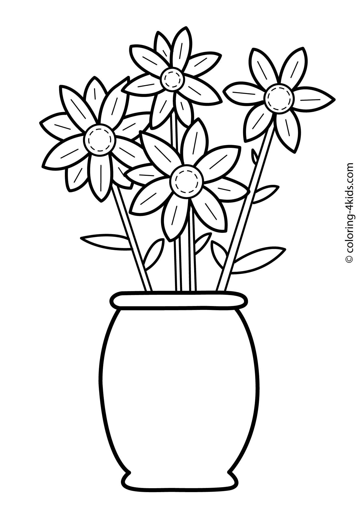 Flowers Coloring Pages For Kids Printable 6 Flower Coloring Sheets Flower Coloring Pages