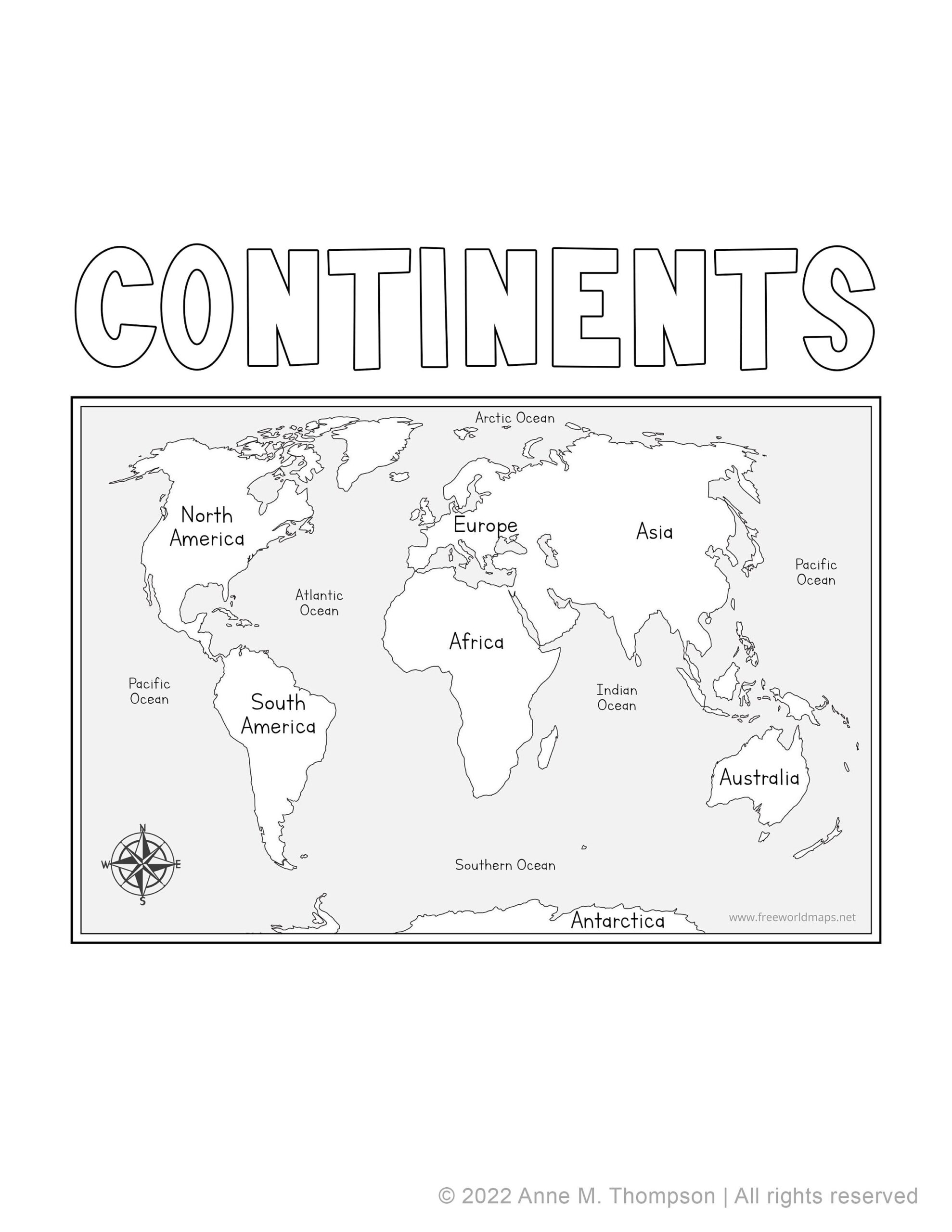Free 7 Continents Coloring Pages