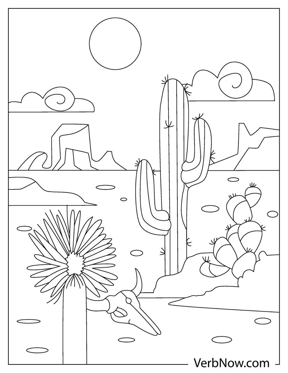 Free DESERT LANDSCAPE Coloring Pages For Download Printable PDF