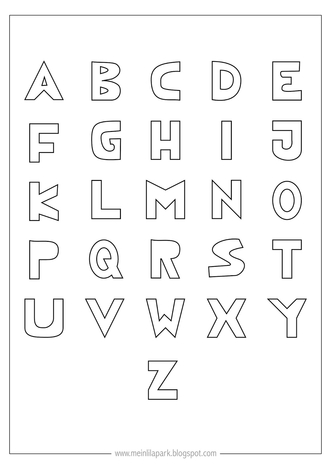 Free Printable Coloring Alphabet Letters Ausdruckbares Ausmal Alphabet Freebie MeinLilaPark