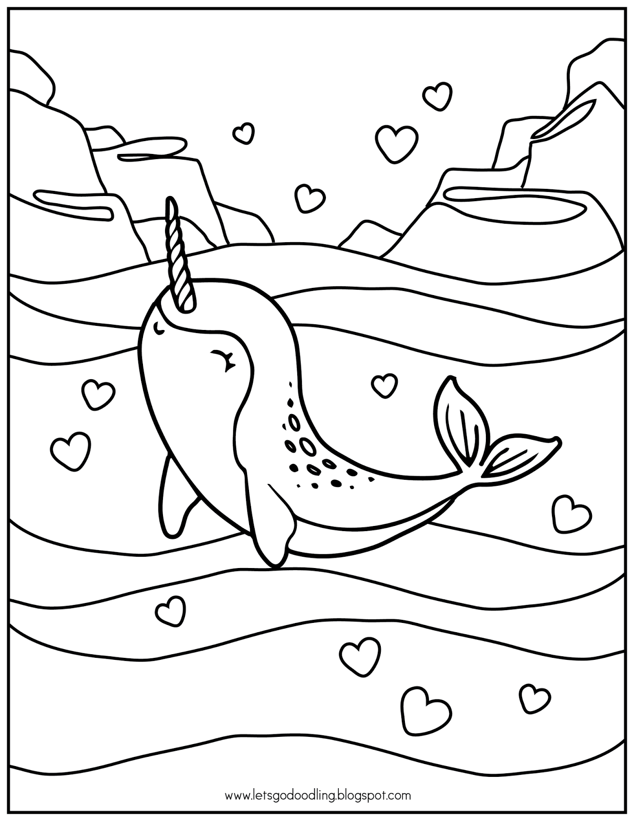 FREE Printable Coloring Page Narwhal