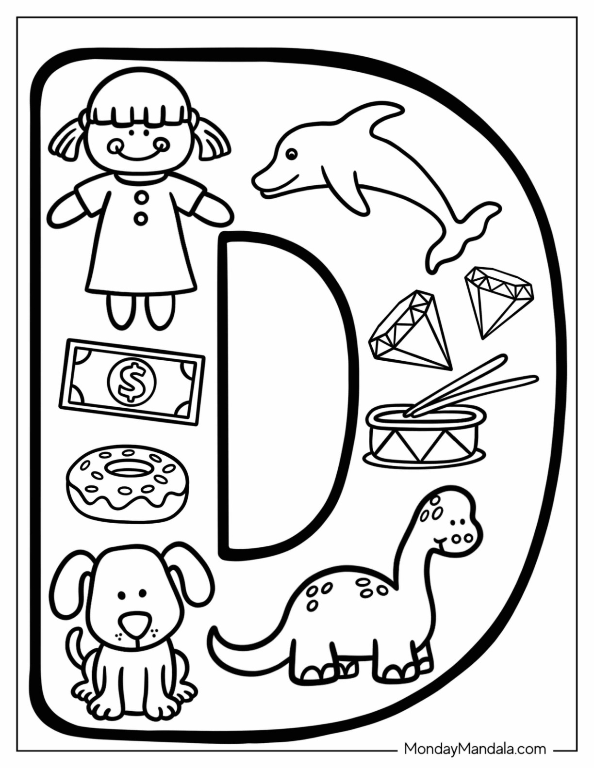 Loercase D Printable Coloring Page