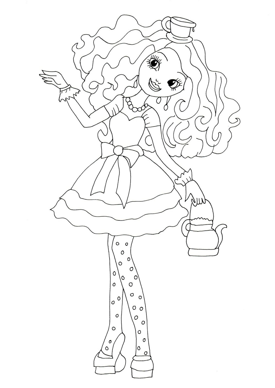 Free Printable Ever After High Coloring Pages Madeline Hatter Ever After High Coloring Page