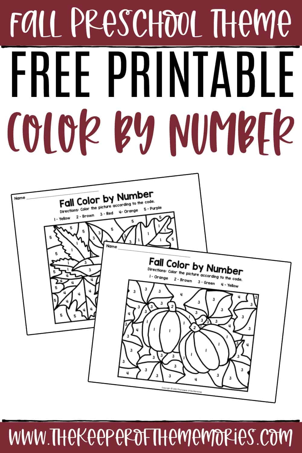 Printable Fall Number Coloring Pages