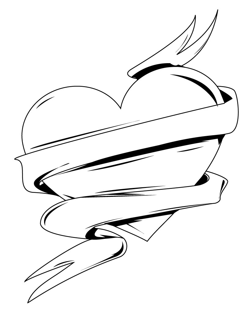 Printable Hearts Coloring Pages