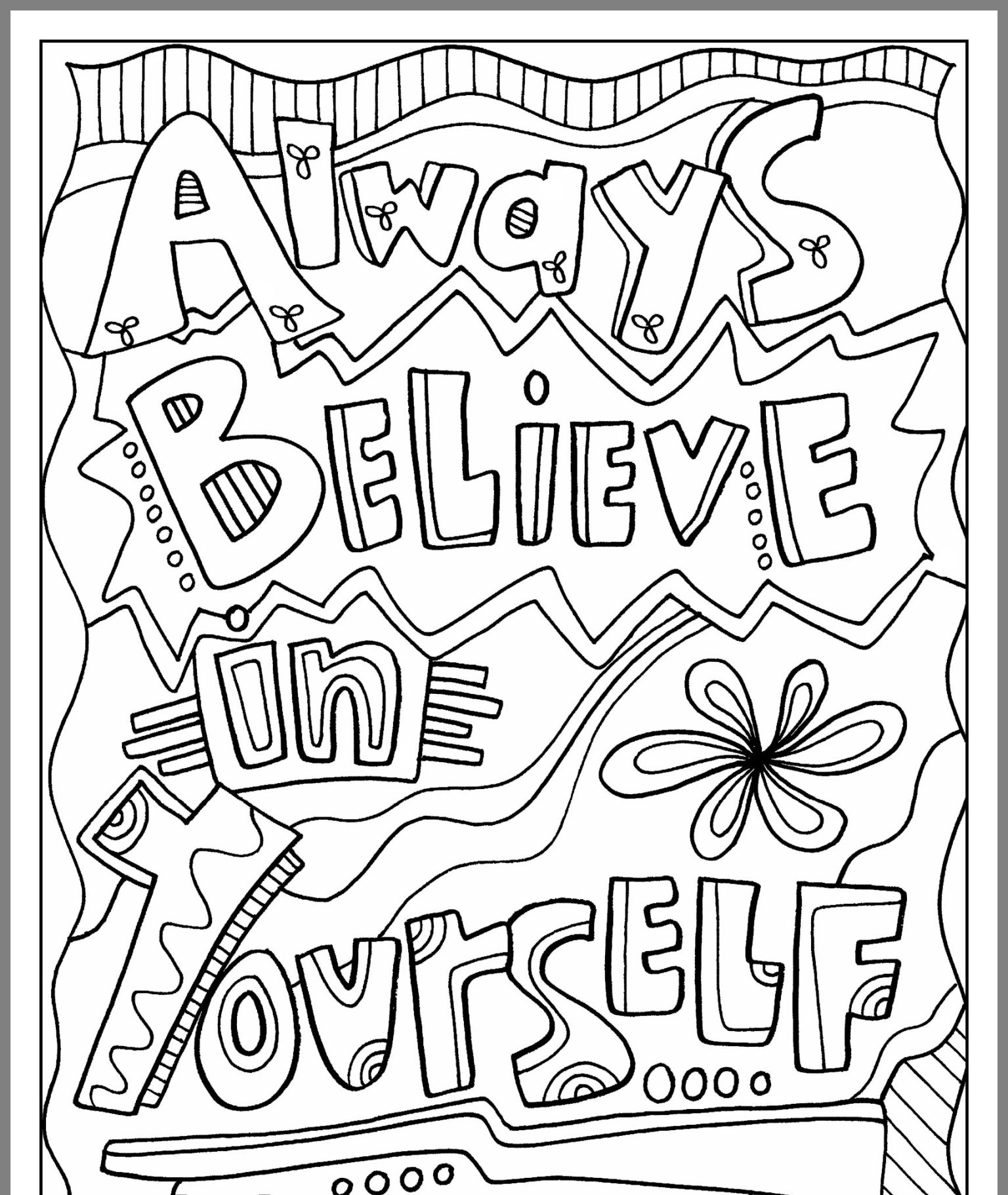 Free Printable Inspirational Quote Coloring Pages FREE Printable Flower Quote Coloring Pages