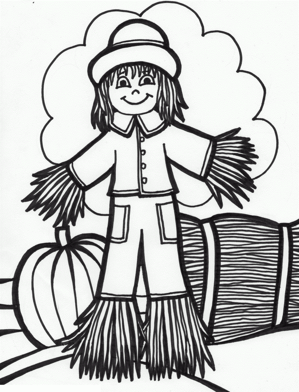 Scarecrow Haloween Printable Coloring Pages