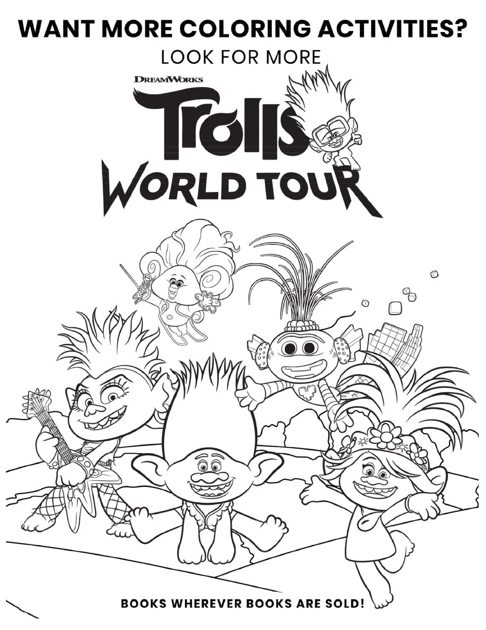 Free Printable TROLLS Coloring Pages Activity Sheets Zoom Backgrounds More Crazy